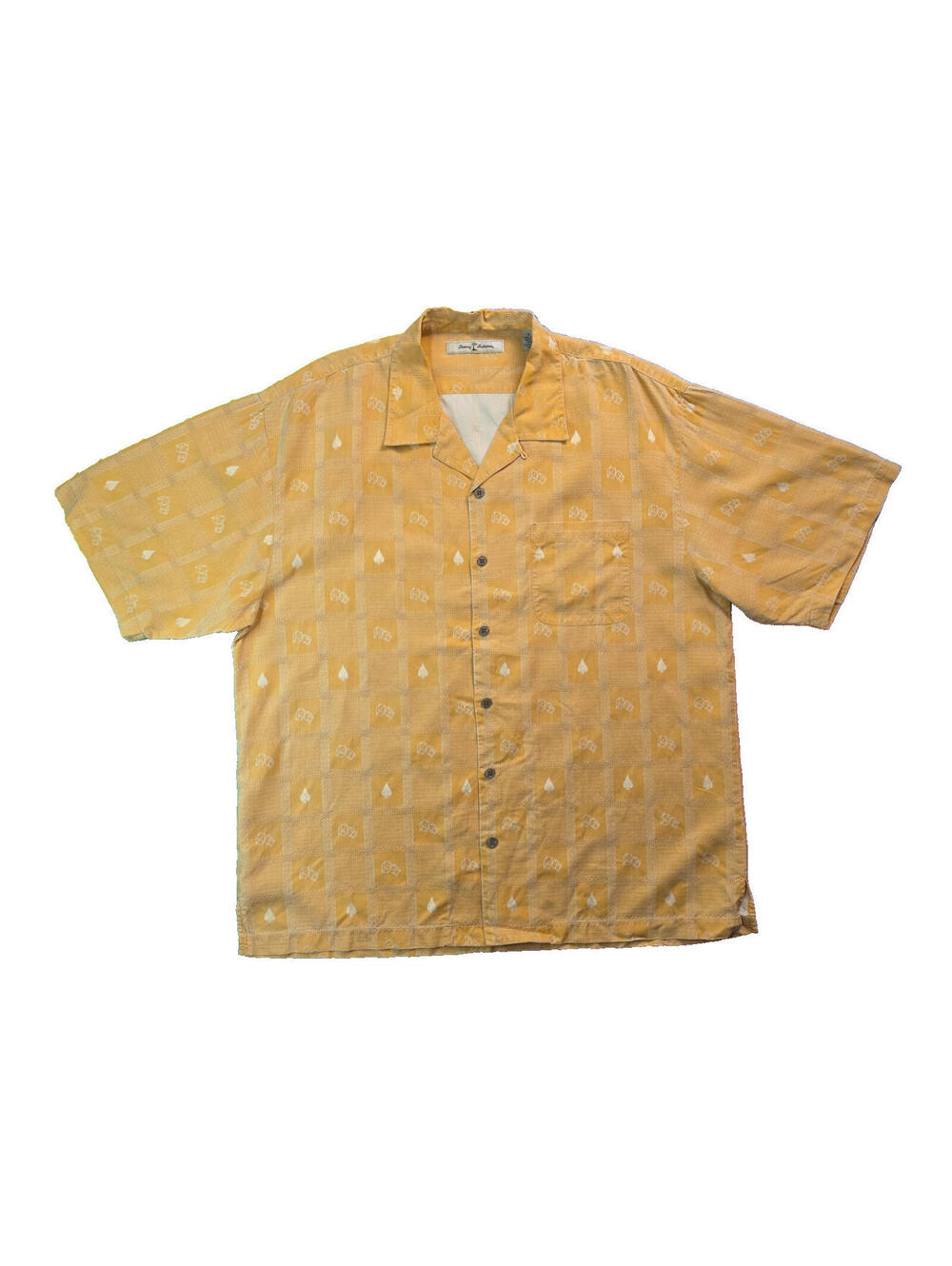 Tommy Bahama Orange Peach Casino Pass Line Risk Silk Hawaiian Shirt Mens Size XL